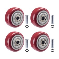 3 Inch Caster Wheels 4 PCS Heavy Duty PU Board Caster, Red Cart Wheels Replac...