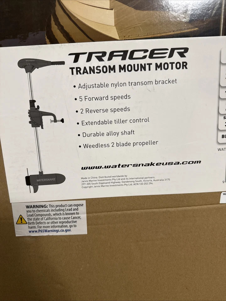 Watersnake Tracer Transom Mount Trolling Freshwater Motor 30-Pound Thrust 12v - Image 2 of 4