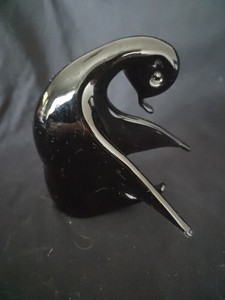Black Murano Glass Duck V. Nason   &comp Murano Italy Sitting Ugly Duck