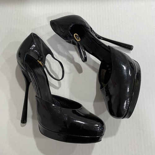 Alexander McQueen Black Patent Leather Platform Heels EU Size 37 - Picture 13 of 16