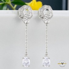 ORECCHINI DONNA LUNGHI ARGENTO 925 RODIATO PENDENTE IN ZIRCONE RAGAZZA REGALO