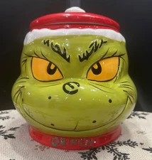 THE GRINCH Dr. Seuss Holiday Cookie Jar Ceramic New