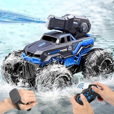 Amphibious Remote Control Car Boat Water Squirt RC Tank 2.4GHz Gesture LT Bule
