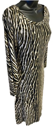 Michael Kors Damen 3/4 Arm Etuikleid Größe L Viskose/Elasthan Leopardenmuster - Bild 3 von 14