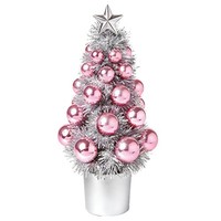 Premier Mini Weihnachtsbaum Mit Deko 21Cm, Silber Pink, Tinsel