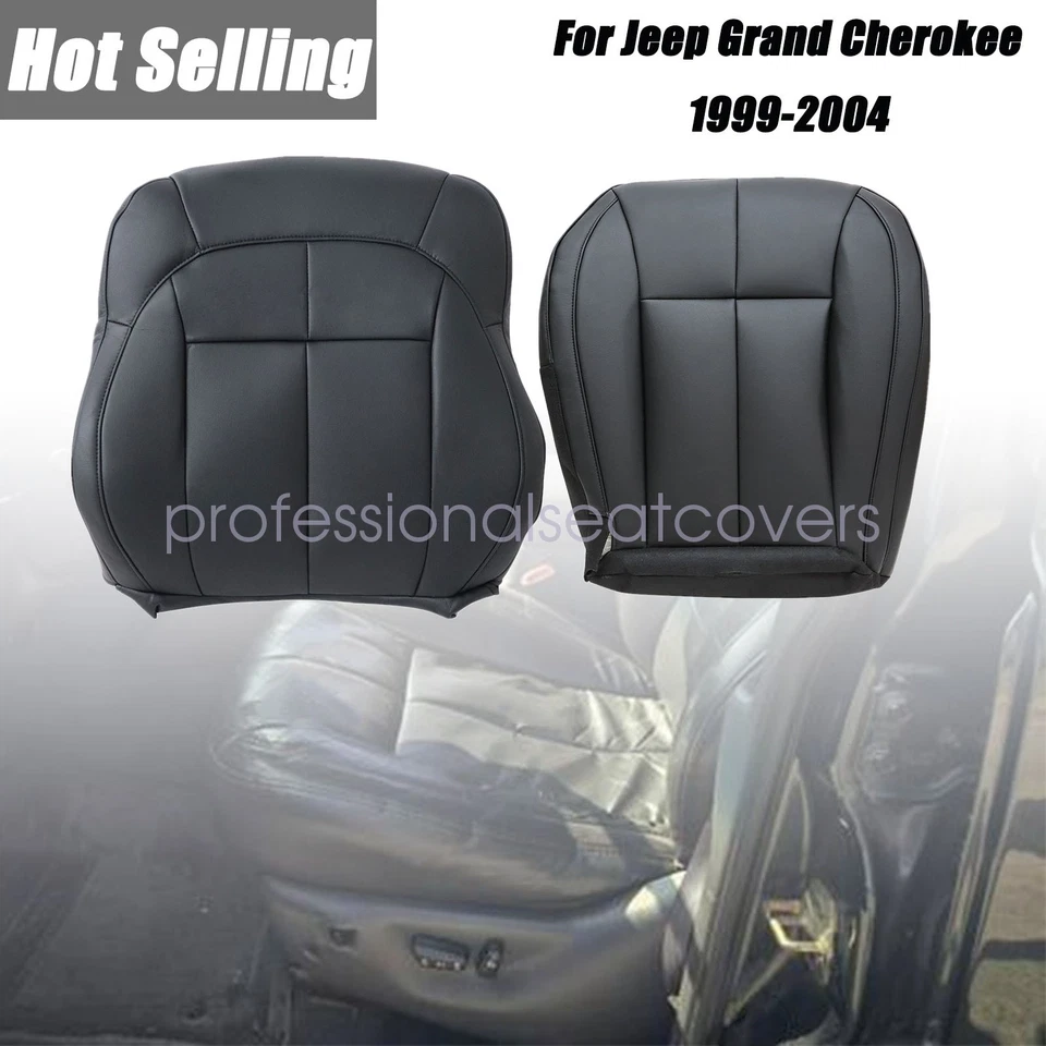 Nuevo para Jeep Grand Cherokee 1999-04 parte inferior y superior cubierta de asiento de cuero negro Foto 2 de 4