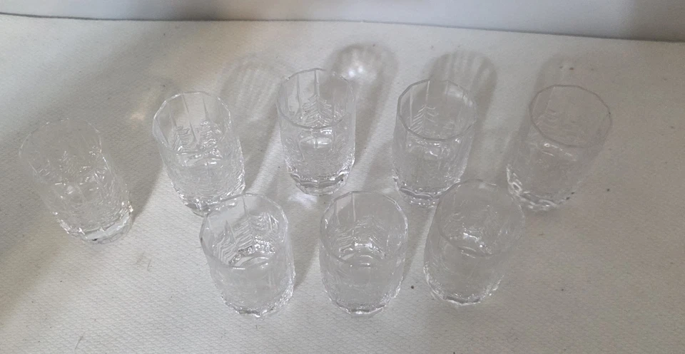 De Colección Juego de 8 Abetos Iittala Finlandia Kuusi Doble Vidrio Antiguo-4" Foto 2 de 3