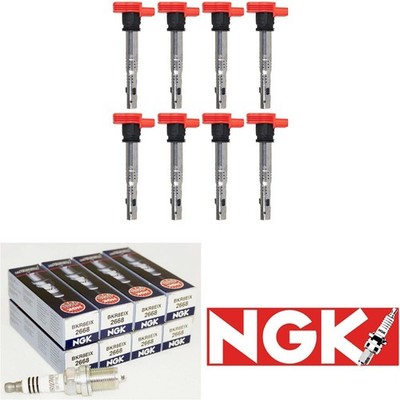 8X OEM Ignition Coil + NGK Iridium Spark Plug for Audi A6 A8 Q7 R8 S5 4.2L V8