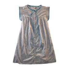 Vintage Pink Blue Models Coat Polka Dot Housecoat - Size S