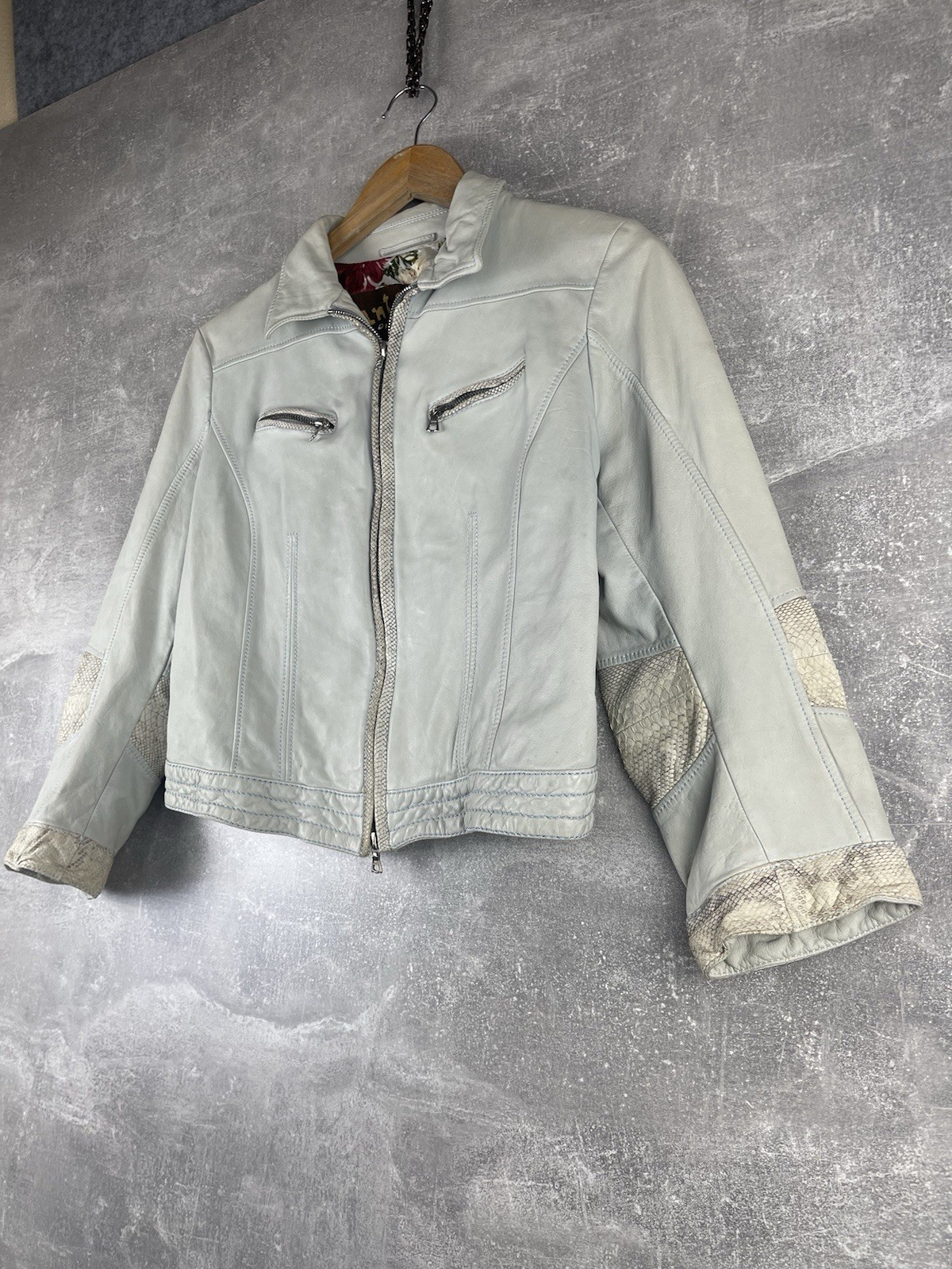 Santa Croce Leather / Python Insert Cropped Jacke… - image 2