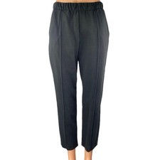 Everlane Women's Black Mid Rise Elastic Waist Tapered Skinny Trousers Pants Sz S