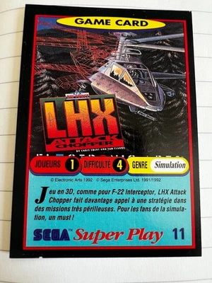 PANINI GAME CARD / SEGA SUPER PLAY # 11 " LHX ATTACK CHOPPER" - Photo 1/4