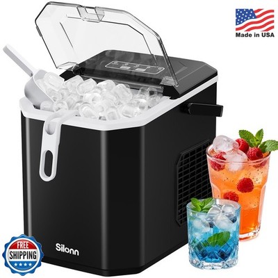 Silonn Ice Maker Countertop, Portable Ice Machine with Carry Handle, Self-Cleani