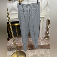 Vintage Express Gingham Pants Black White High Waist Tapered 7/8 Petite