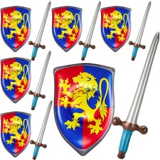 Poen 12 Pcs Inflatable Sword and Shield Knight Party Favors Set Blow up Medie...