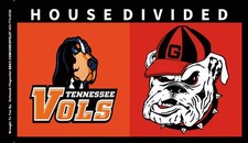 VOLS -VS- BULLDOGS House Divided 2 Sided Mirror Back 200D NYLON 3X5 Flag-4D