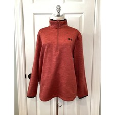 Under Armour Quarter Zip Fleece Pullover Orange COLDGEAR Loose Fit - Large