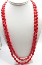 Dark Red Glass Beaded Necklace Vintage Beads Puckered with Tiny Accents
