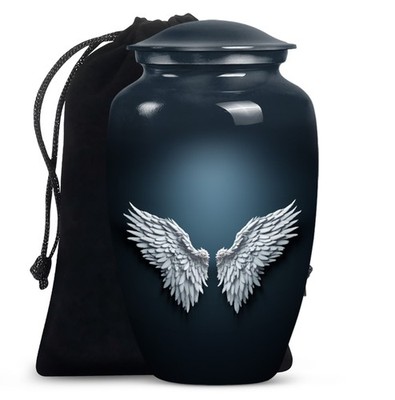 Wings Blue Dream Memorial Urns for Ashes Adult Dad, Handcrafted Urn (10 Inch)