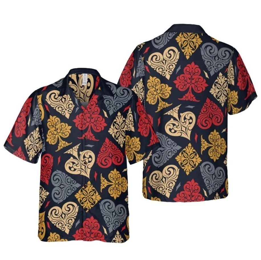 Vintage Card Symbols Button Up Shirt