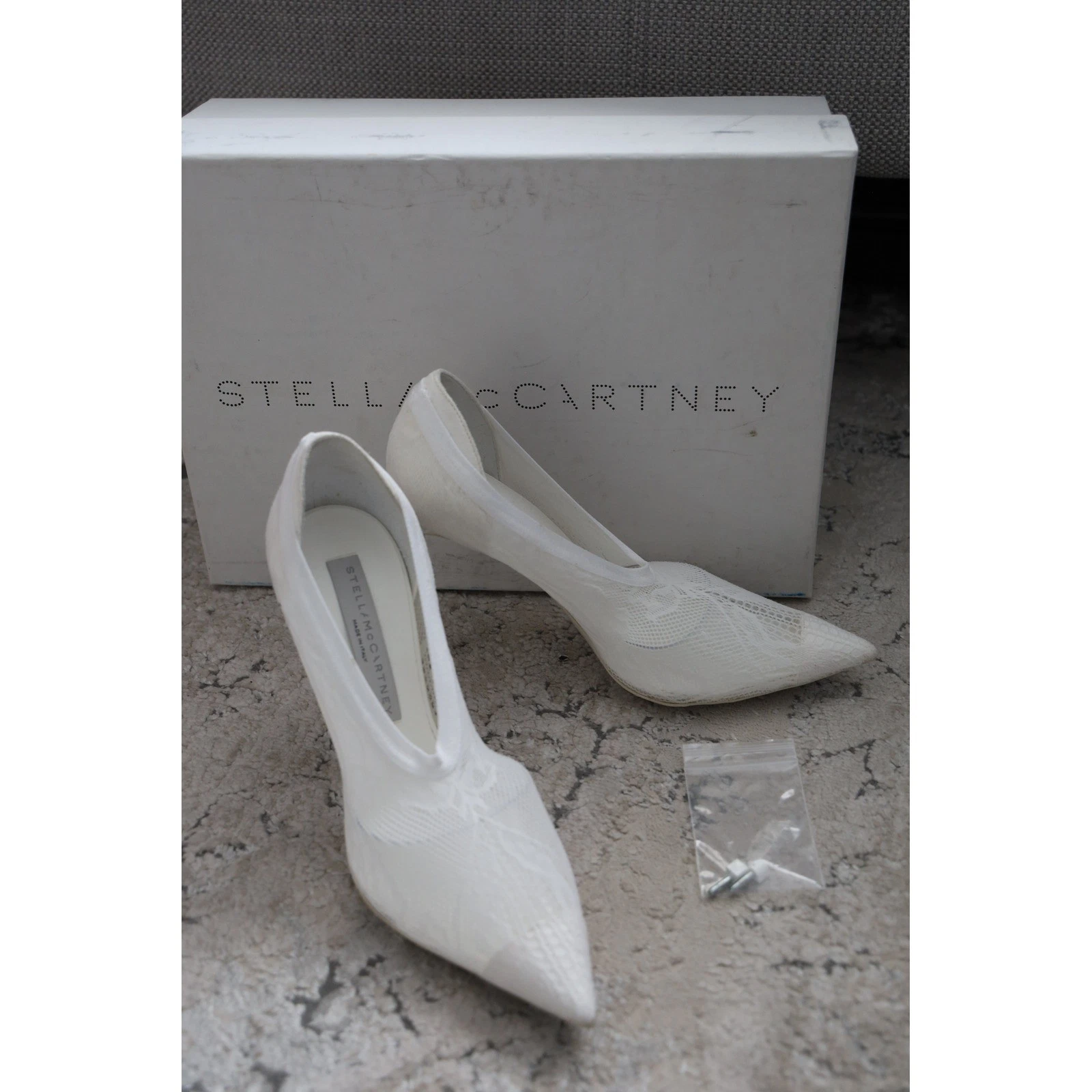 Stella McCartney — Stella McCartney White Lace Pointed Toe Stiletto Heels Pumps Shoes