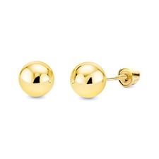 14k REAL Yellow Gold 4mm Ball Stud Earrings with Screw Backs