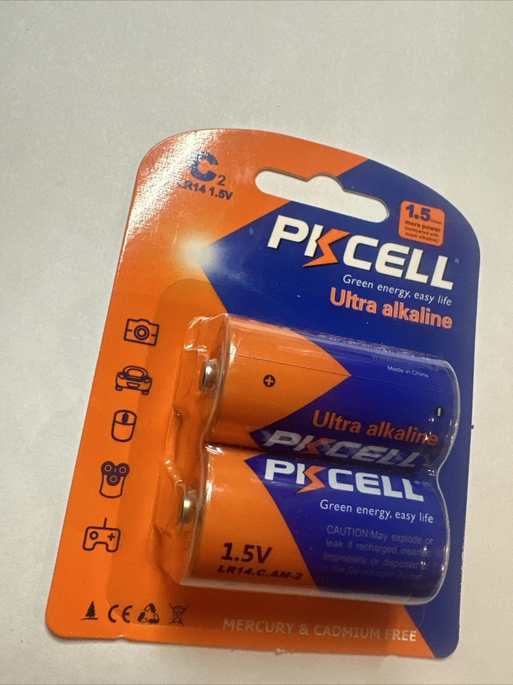PKCell High Drain Ultra Alkaline C Batteries (2 Pcs) LR14 1.5v - New - Image 3 of 4