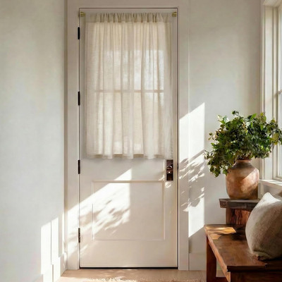 Linen Blend Tier Curtains, 26 X 36 Inches, Set of 2 Rod-Pocket Cream Short Café
