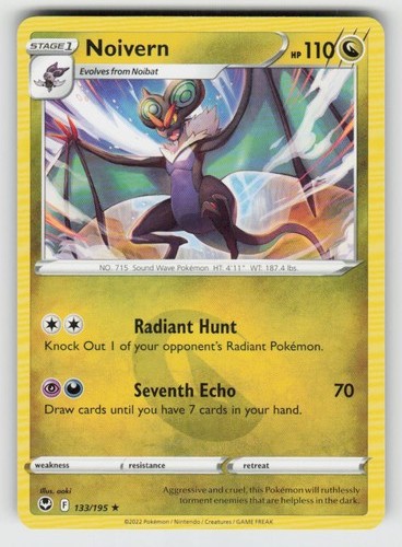 Noivern 133/195 Rare Silver Tempest Near Mint