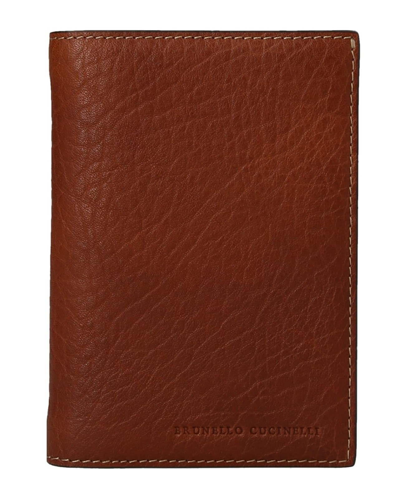 BRUNELLO CUCINELLI MEN'S COPPER LEATHER PASSPORT HOLDER MSRP $765
