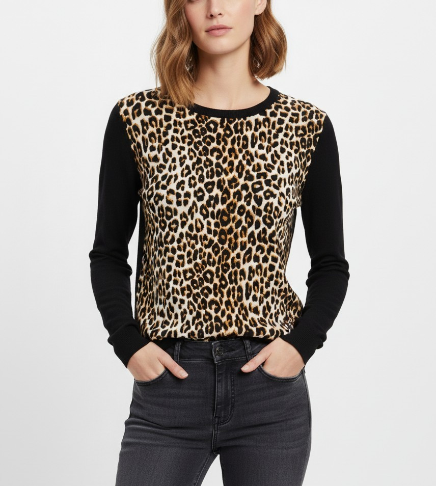 Equipment Femme Shirt Small Cheetah Print Wool & Silk Long Sleeve Women's