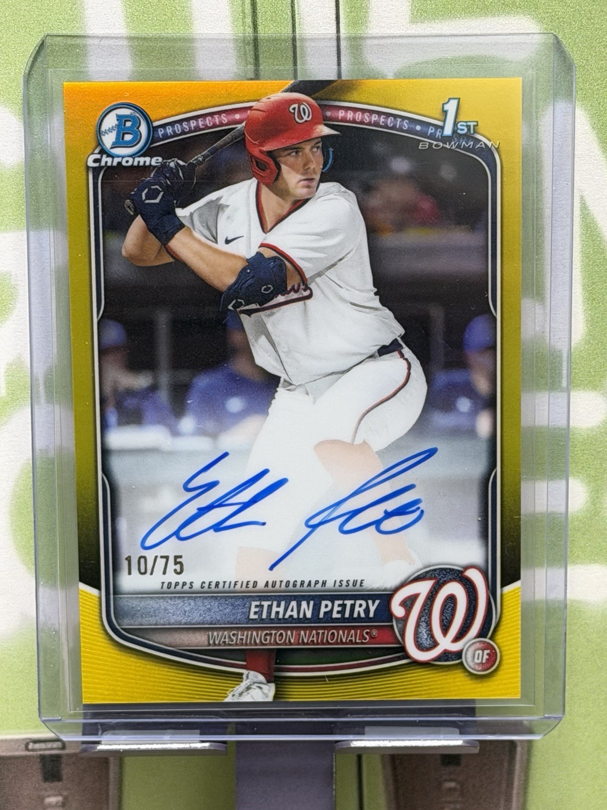 2025 Bowman Draft Ethan Petry Chrome Auto Yellow Refractor 1st #10/75 Nationals
