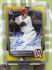2025 Bowman Draft Ethan Petry Chrome Auto Yellow Refractor 1st #10/75 Nationals