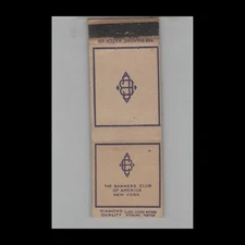 1930s Matchbook Cover Diamond Quality The Bankers Club of America New York NY