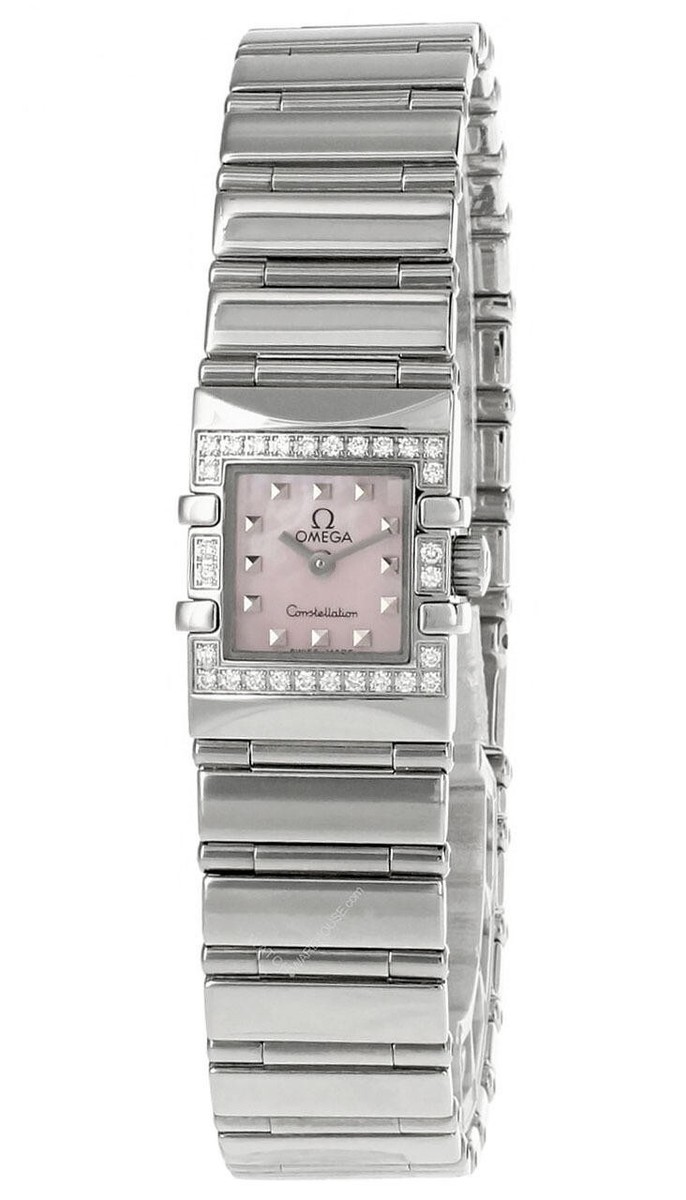 Omega Constellation Quadra Mini 20x15mm QTZ Pink Dial Watch
