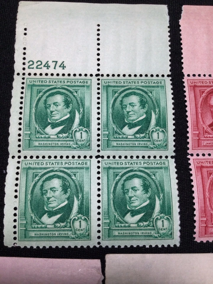 EUA Sc# 859-863 Americanos Famosos - Autores - Conjunto de 5 Blocos de Placa Perfeitos MH - Imagem 2 de 4