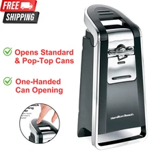 Automatic Electric Can Opener One Touch Hands with Easy Push Down Lever, Chrome