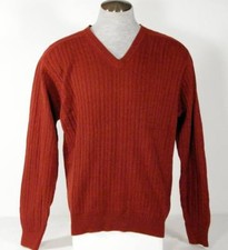Izod V Neck Dark Red Cotton Knit Sweater Men's NWT