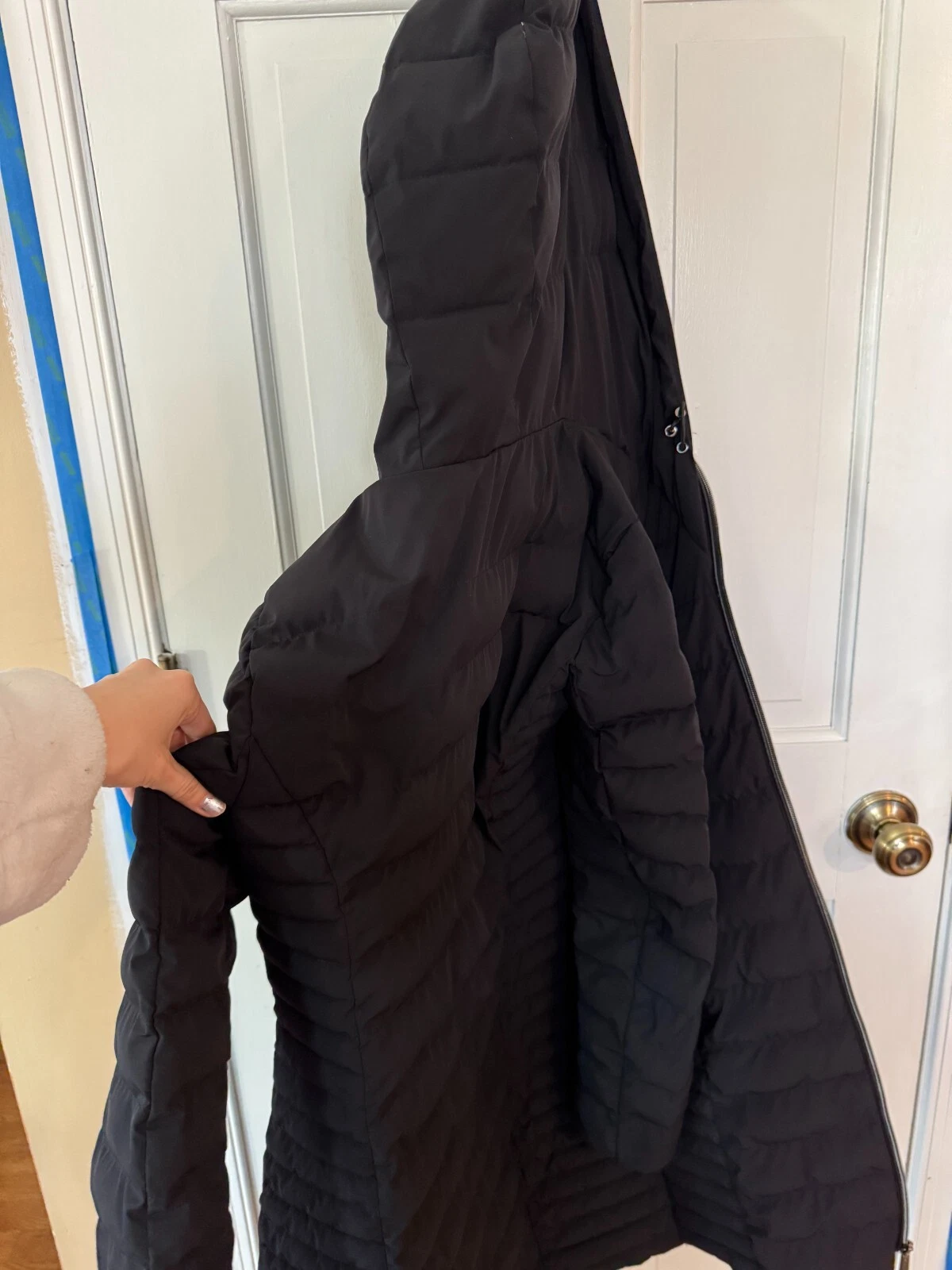 Giacca imbottita Michael Kors nera lunga XS con cappuccio imbottitura piumino alt