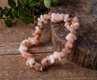 Peruvian PINK OPAL Crystal Bracelet, Chip Beads Beaded Handmade