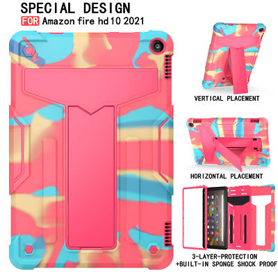 Fr Amazon Fire HD 10/HD10 Plus 2021 Heavy Shockproof Case Kickstand Screen Cover