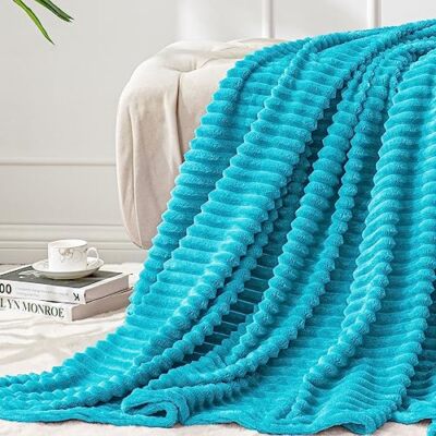  Fleece Throw Blanket for Couch   3D Ribbed Jacquard Soft and Warm Decorative 