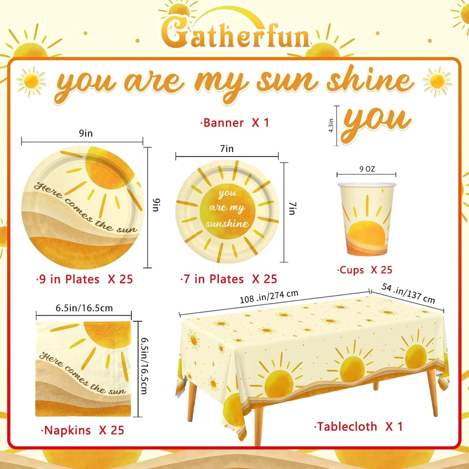 Boho Sun-Theme Cumpleaños Fiesta Suministro; Decoraciones Completas de Baby Shower Sol Foto 2 de 4