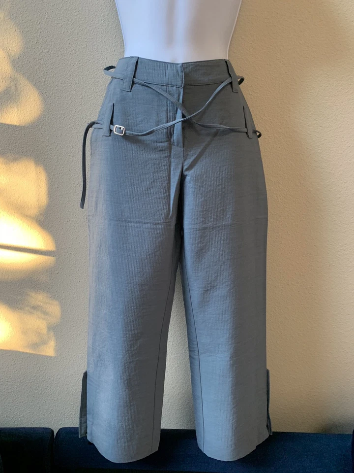 CHRISTIAN DIOR Womens Pantalon Blue Wide-Leg Pants Slacks Trousers 6/38 NEW