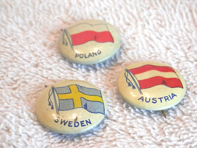 Vintage Poland, Sweden, and Austria Sovenir Pins
