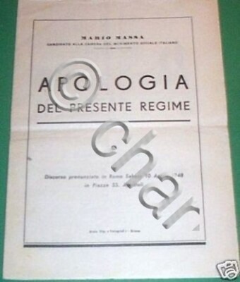 Rede von Mario Massa - Apologie des Regimes - MSI-Kammerkandidat - 1948