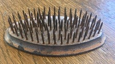 Vintage Oval Cast Metal Spike Flower Frog Display 3 1/8" x 1 7/8"