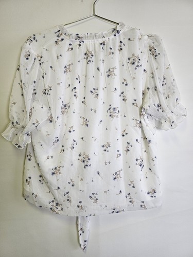 Tamara H. Semi Sheer Lined Top Size Large Cream Floral Print *Pre-Owned* - Picture 2 of 2