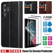 For Samsung Galaxy S22 S21 S20 Ultra FE S10 Shockproof Leather Wallet Case Cover