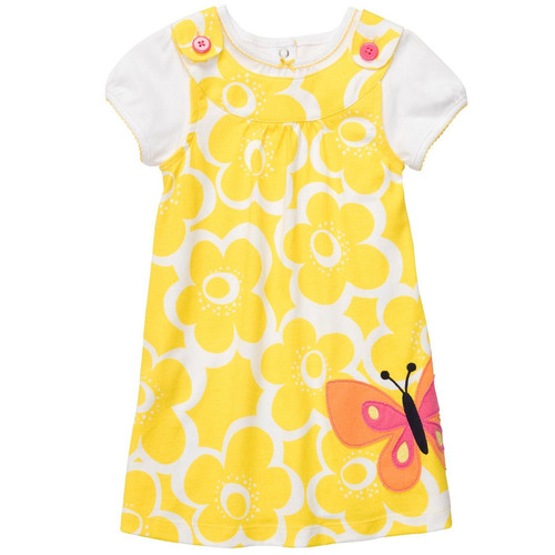 Yellow Butterfly Jumper Dress 